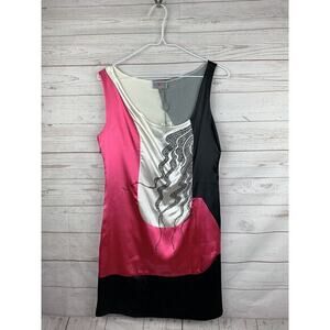 Body Language Top Womens Large beaded sleeveless tunic‎ black/pink Shiny NEW